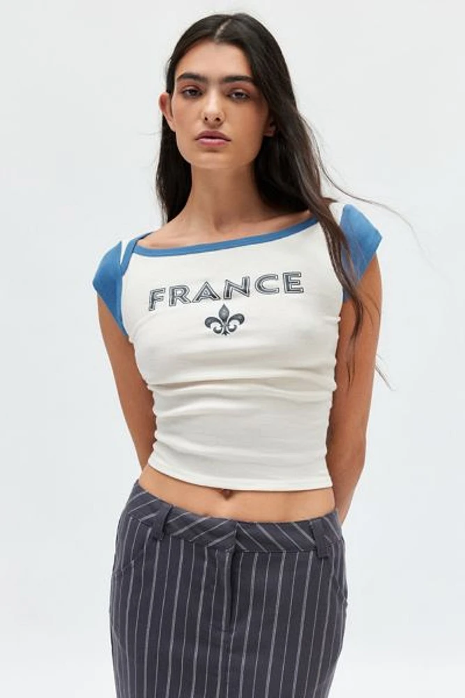 BDG Willow France Graphic Boat Neck Tee
