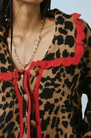 Neon Rose Blake Ruffle Collar Leopard Cardigan