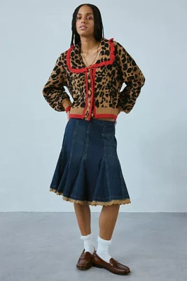 Neon Rose Blake Ruffle Collar Leopard Cardigan