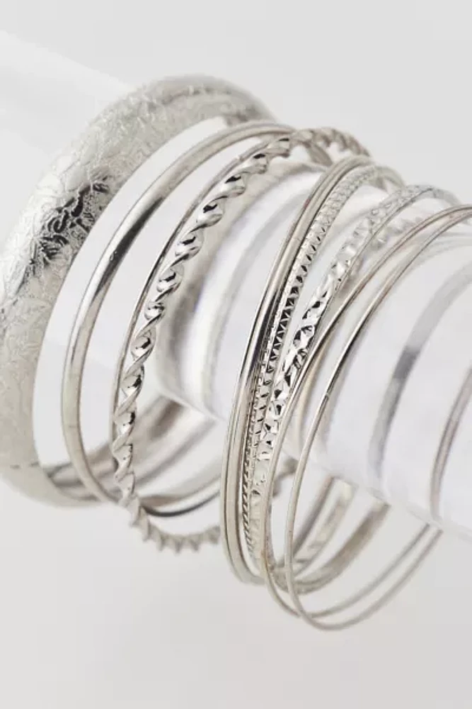 Etched Textured Bangle Bracelet Set