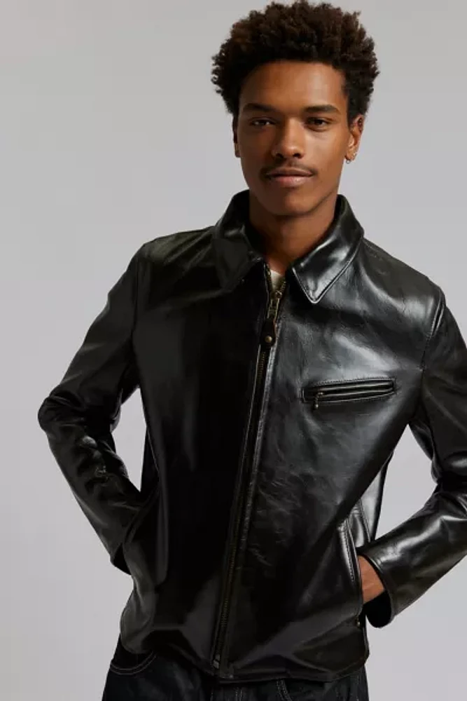 Schott Classic Heavy Leather Racer Motorcycle Jacket