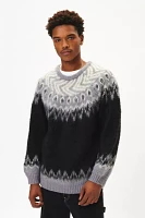 Manastash Aberdeen Fuzzy Patterned Knit Crew Neck Sweater