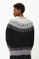 Manastash Aberdeen Fuzzy Patterned Knit Crew Neck Sweater