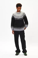 Manastash Aberdeen Fuzzy Patterned Knit Crew Neck Sweater