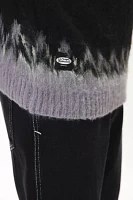 Manastash Aberdeen Fuzzy Patterned Knit Crew Neck Sweater