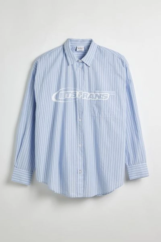 iets frans… Clean Stripe Long Sleeve Button-Down Shirt