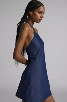 Motel Belinda Denim Y-Neck Halter Mini Dress