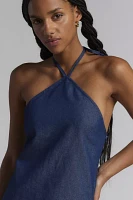 Motel Belinda Denim Y-Neck Halter Mini Dress