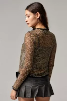 UO Leopard Print Mesh Cardigan