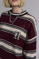 The Ragged Priest Embroidered Monogram Striped Crew Neck Sweater