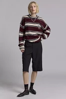 The Ragged Priest Embroidered Monogram Striped Crew Neck Sweater