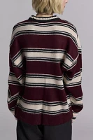 The Ragged Priest Embroidered Monogram Striped Crew Neck Sweater