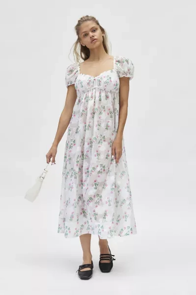 For Love & Lemons Remi Sheer Babydoll Midi Dress