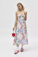 For Love & Lemons Cassandra Tie-Back Apron Midi Dress