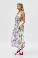 For Love & Lemons Cassandra Tie-Back Apron Midi Dress