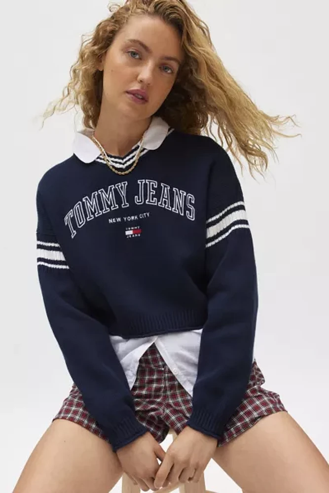 Tommy Jeans Varsity Crop V-Neck Sweater