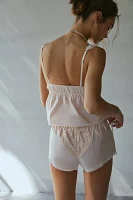 Out From Under Cotton Lace Trim Babydoll Cami & Micro Shorts Set