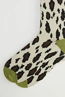 Marled Leopard Crew Sock
