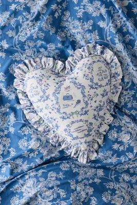 Ruffle Heart Cotton Throw Pillow