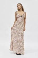 For Love & Lemons Emmaline Floral Lace Trim Maxi Dress