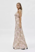 For Love & Lemons Emmaline Floral Lace Trim Maxi Dress