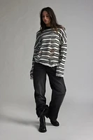 The Ragged Priest Dexter Distressed Striped Crew Neck Sweater