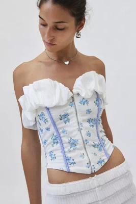 For Love & Lemons Evelyn Floral Velvet Corset Top