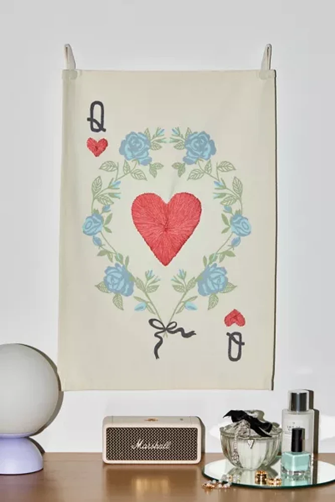 Queen Of Hearts Embroidered Tapestry