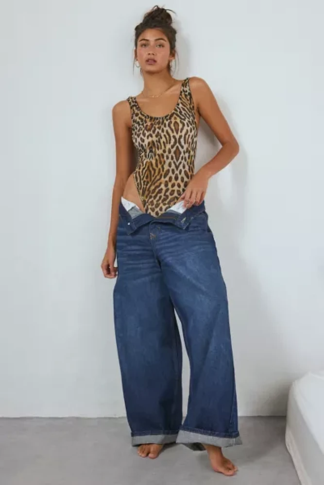 Mucci Laura Leopard Print Mesh Low Back Bodysuit