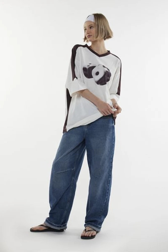 Dice Oversized V-Neck Jersey Graphic Tee