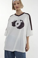 Dice Oversized V-Neck Jersey Graphic Tee