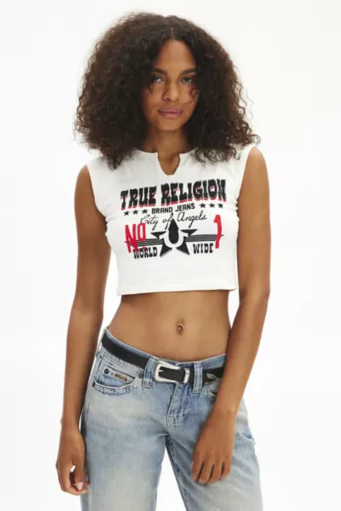 True Religion Crystal Western Graphic Notch Baby Tee