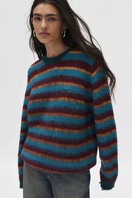 iets frans… Fluffy Striped Crew Neck Sweater