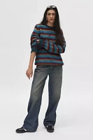 iets frans… Fluffy Striped Crew Neck Sweater