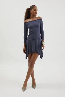 Silence + Noise Lorena Off-The-Shoulder Drop Waist Mini Dress