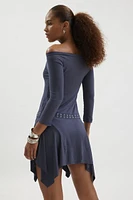 Silence + Noise Lorena Off-The-Shoulder Drop Waist Mini Dress