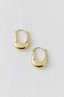 14k Gold Plated Oblong Hoop Earring