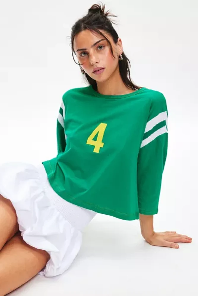 Jaded London Number 4 Graphic 3/4 Sleeve Jersey Tee