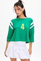 Jaded London Number 4 Graphic 3/4 Sleeve Jersey Tee