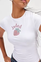 Jaded London Rhinestone Strawberry Graphic Tee