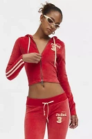 Jaded London Velour Fitted Zip Up Hoodie Sweatshirt