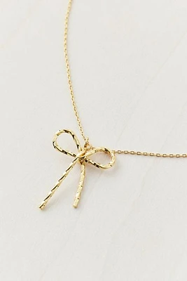 14k Gold Plated Bow Charm Necklace