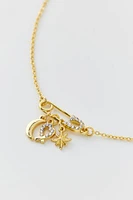 14k Gold Plated Safety Pin Charm Necklace