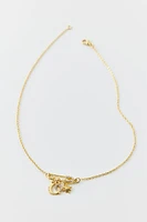 14k Gold Plated Safety Pin Charm Necklace