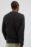 Schott Stonewashed Patchwork Crew Neck Sweater