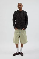 Schott Stonewashed Patchwork Crew Neck Sweater