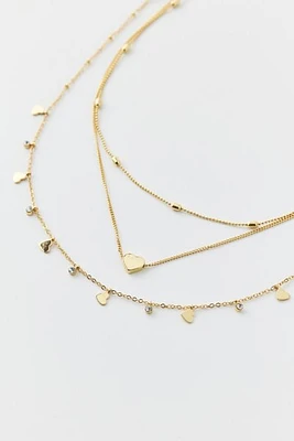 14k Gold Plated Tiny Hearts Layering Necklace Set
