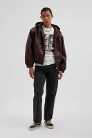 BDG Faux Leather Hooded Skate Jacket