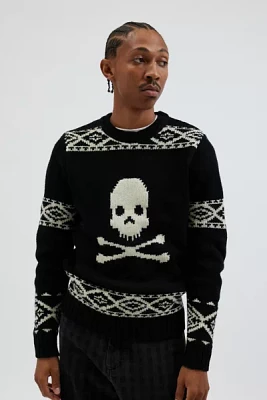 Schott Wool Blend Patterned Crew Neck Sweater