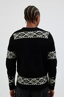 Schott Wool Blend Patterned Crew Neck Sweater